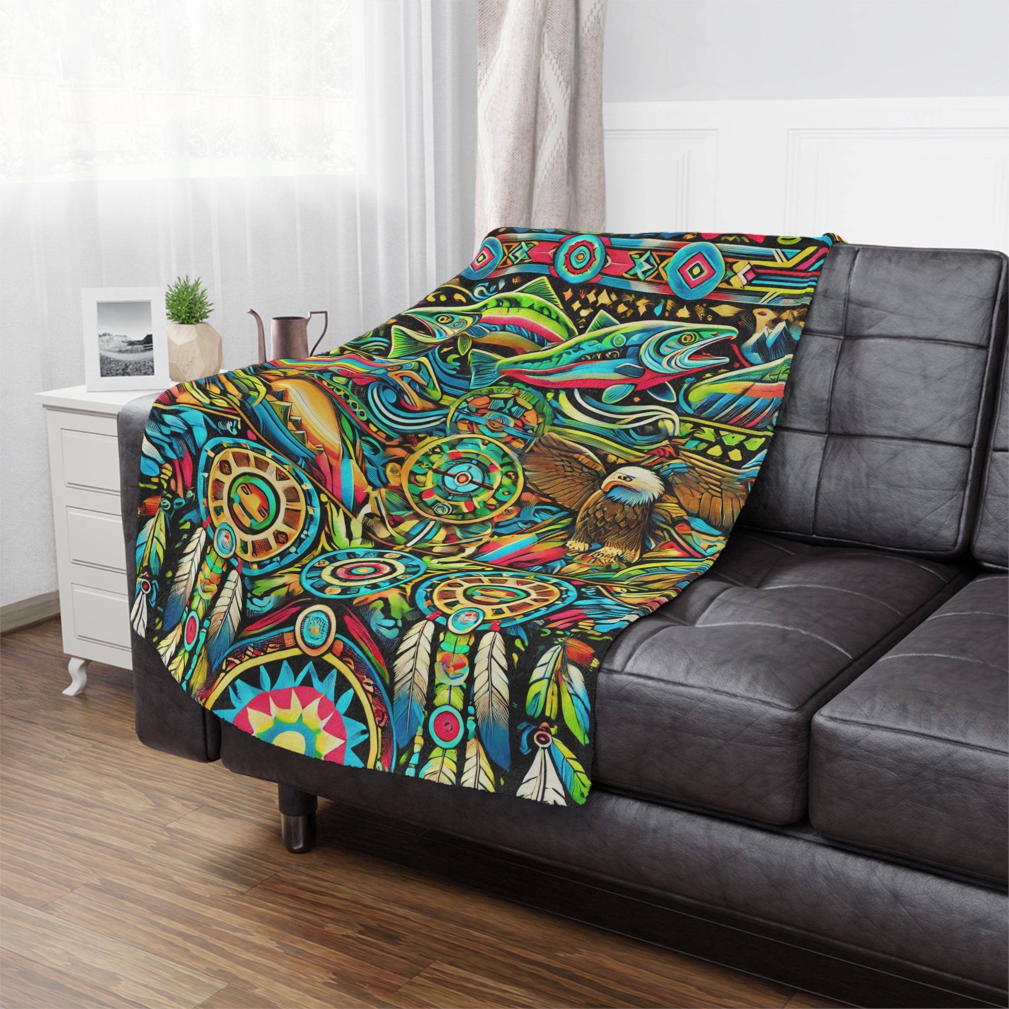 Native Fish Microfiber Blanket - Image 12