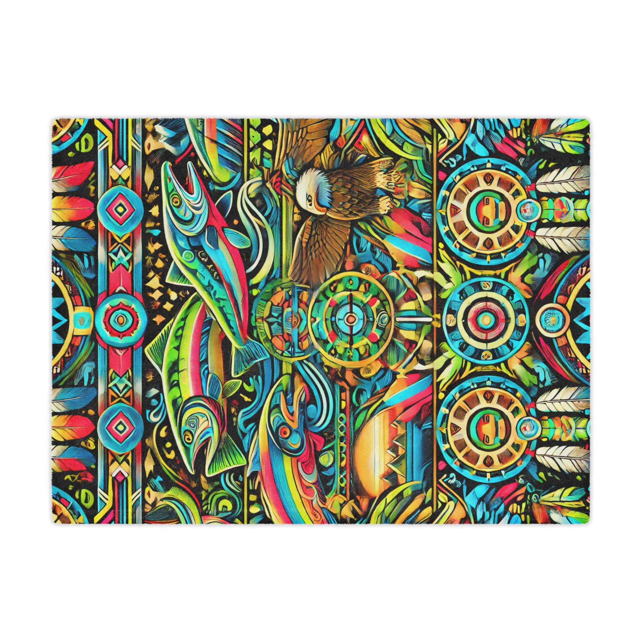 Native Fish Microfiber Blanket - Image 2