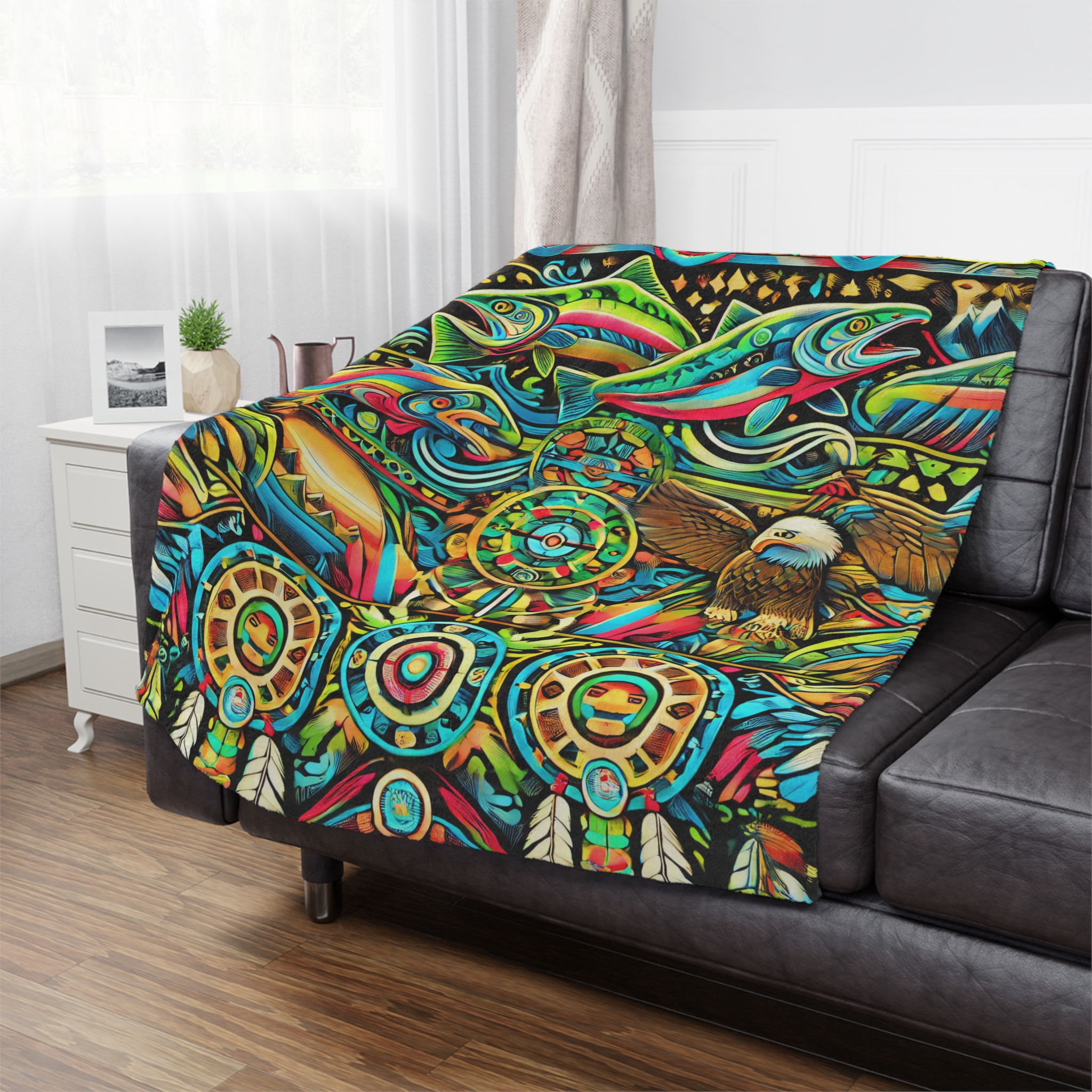 Native Fish Microfiber Blanket - Image 8