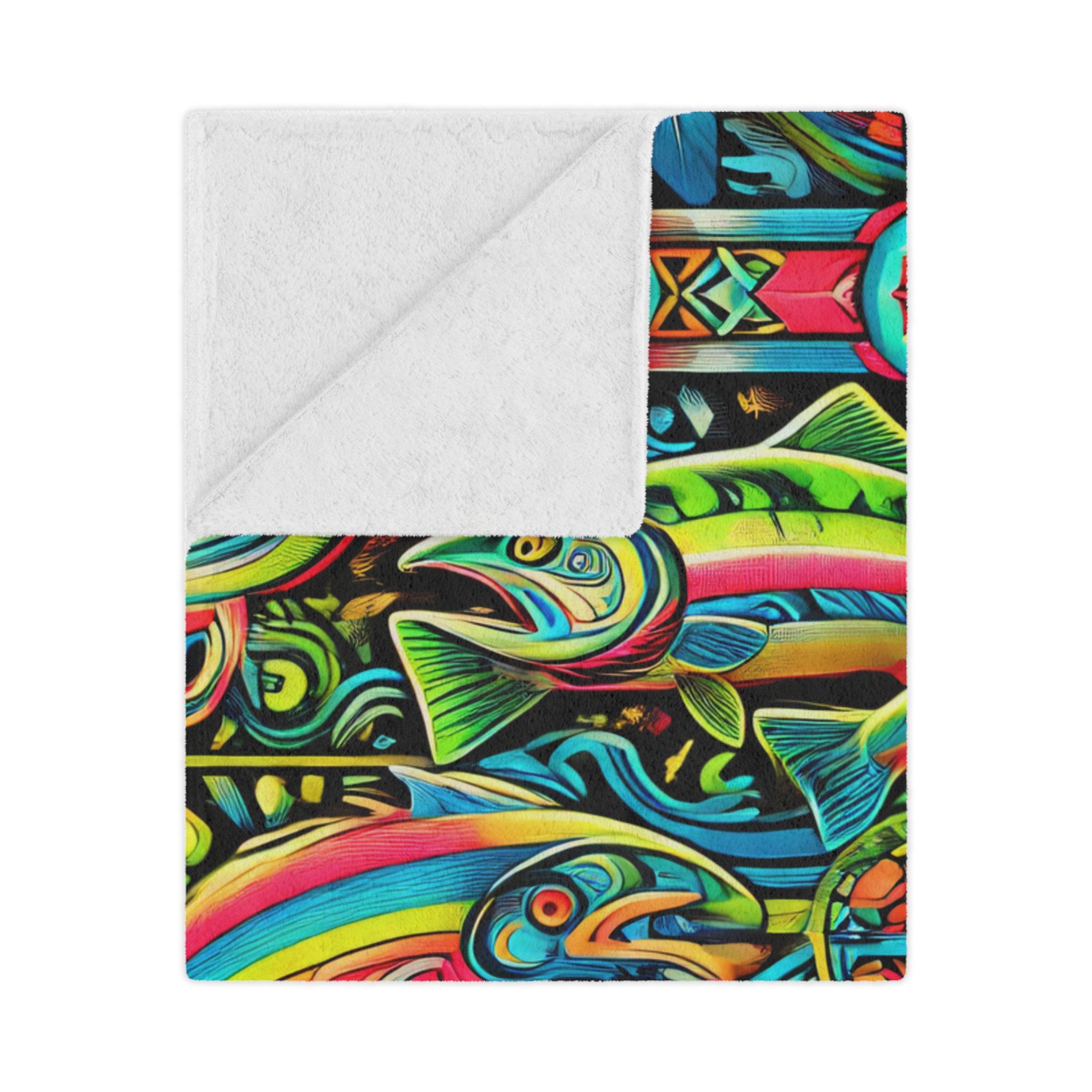 Native Fish Microfiber Blanket - Image 7