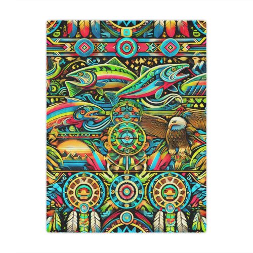 Native Fish Microfiber Blanket