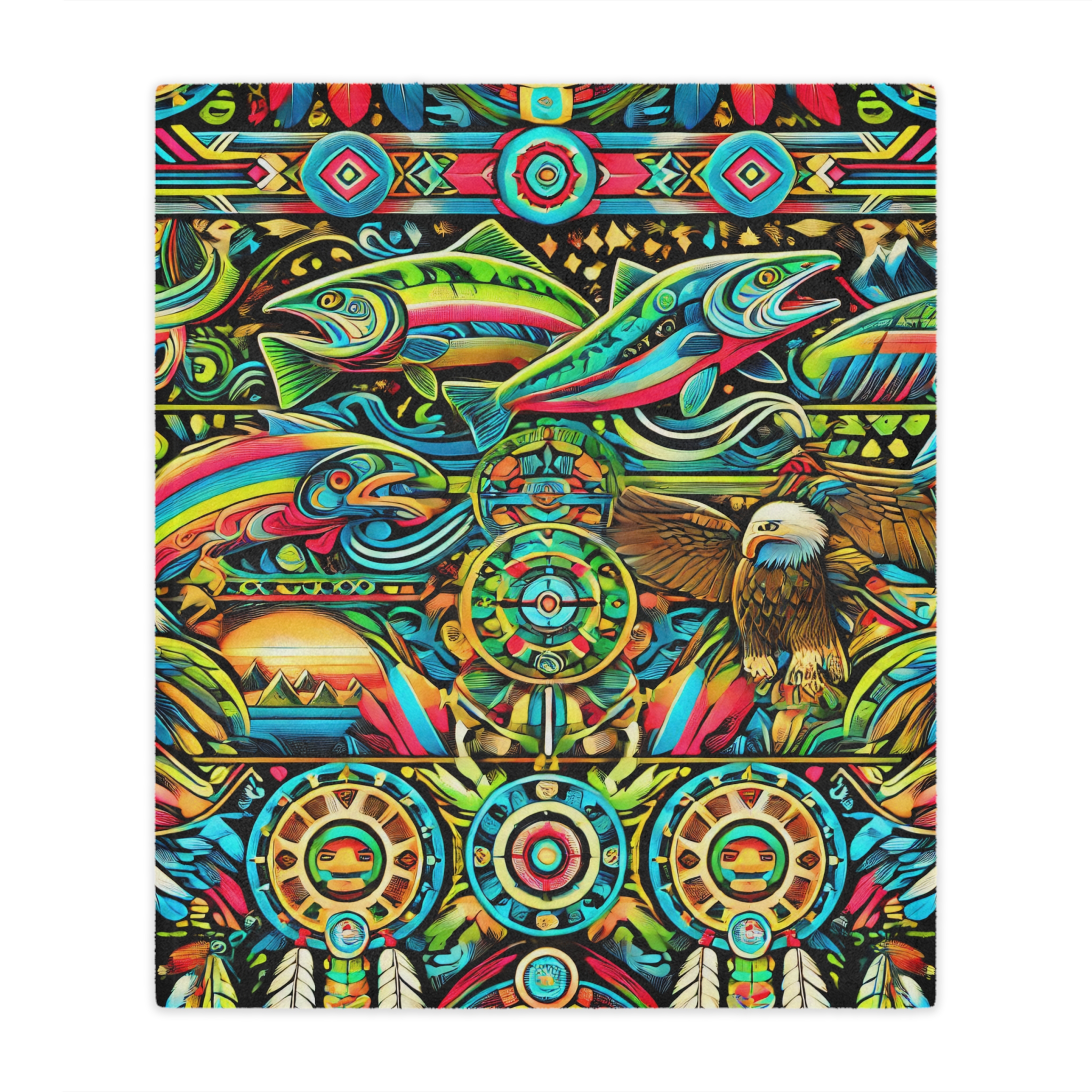 Native Fish Microfiber Blanket - Image 5
